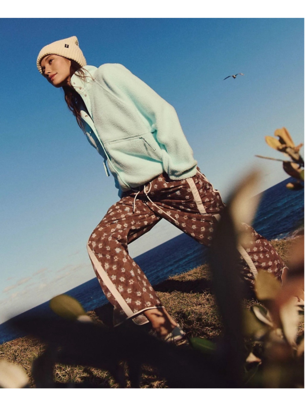 Free People FP Movement Hit The Slopes Fleece Jacket Frosty Combo L Oversized